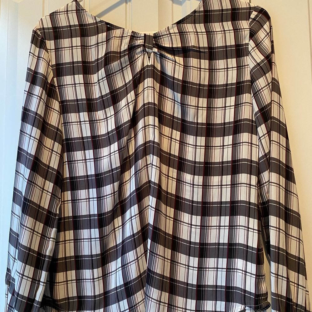 Plaid red, white and gray blouse; new with tags